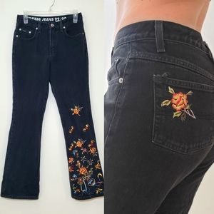 EXPRESS Vintage Embroidered Flare Jeans